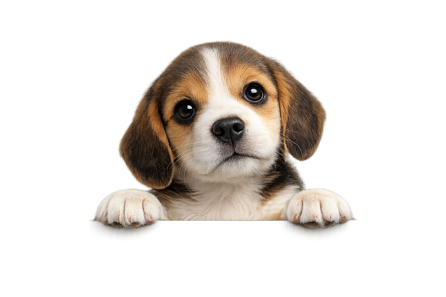 Beagle puppy peeking