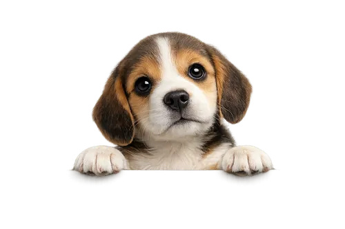 Beagle puppy peeking