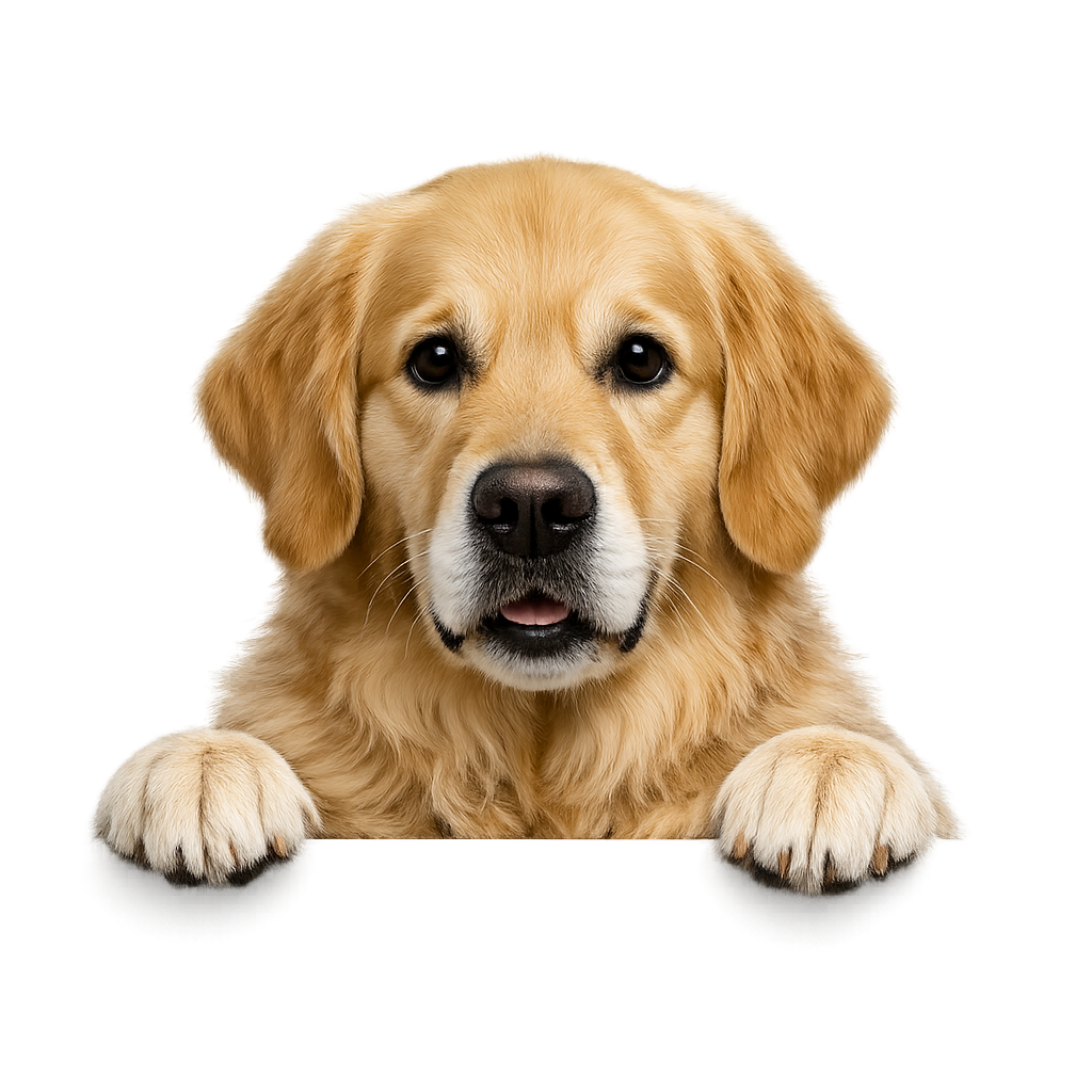 Golden retriever peeking