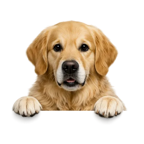 Golden retriever peeking